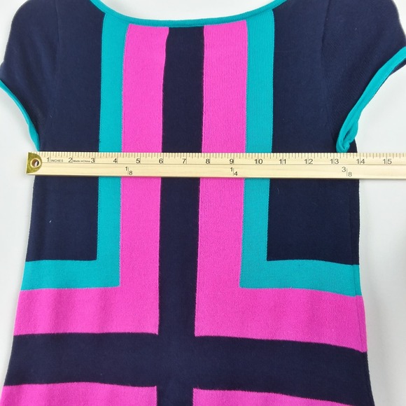 Lilly Pulitzer Isabella Sweater Dress Size XS Colorblock Pink Navy Knee Length - Picture 4 of 10